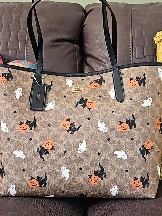 Coach Handbags - Coach Halloween Print Tote - Brown/Orange/Black/White